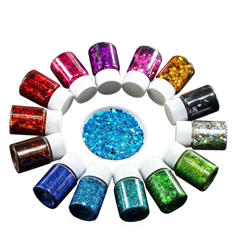 Wholesale Mixed Sequins Laser Colorful Glitter Powder Nail Art Crystal Drip Glue Flow Hemp Filler Gold Powder